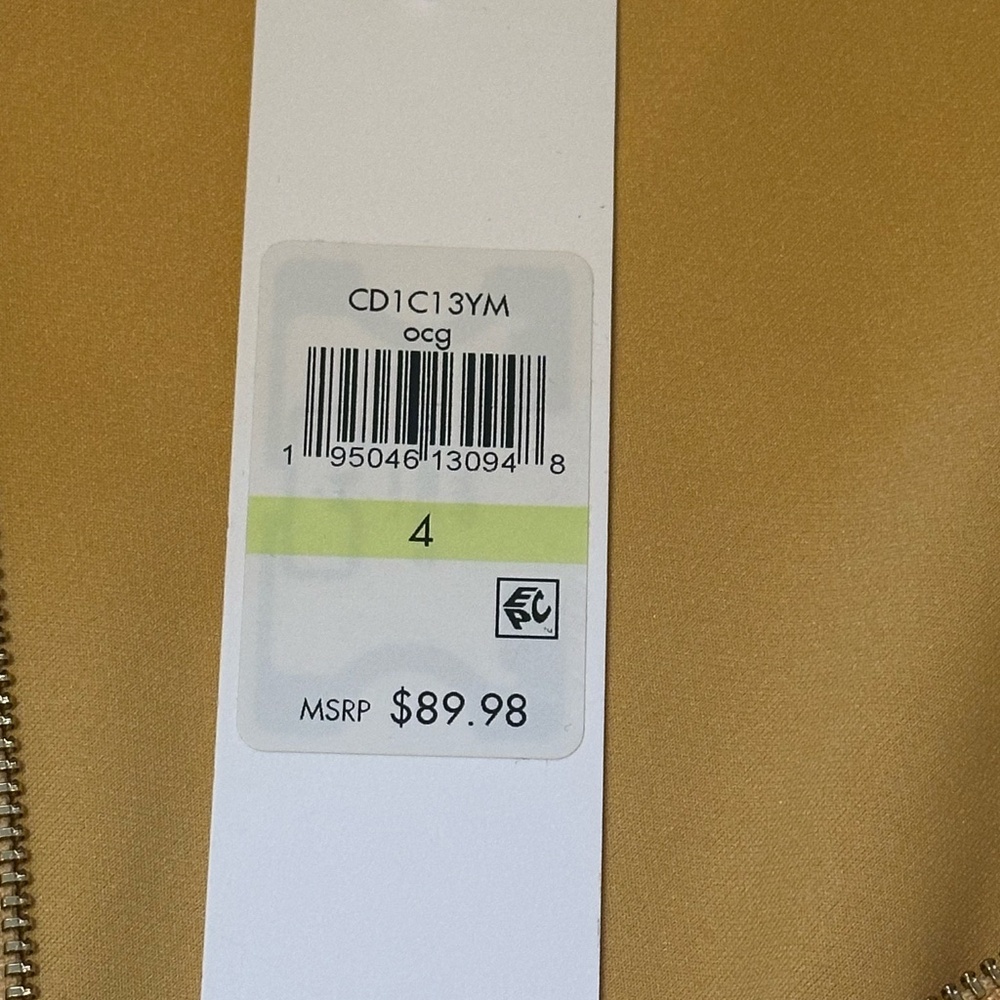 Calvin Klein Mustard Yellow Sheath Dress Size 4 | Flutter Sleeve - Picture 8 of 9